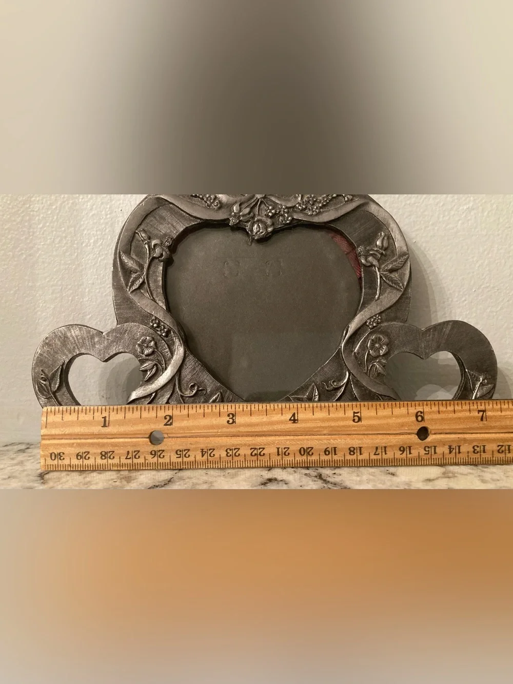 Vintage Metzke 1985 Triple Photo Pewter Photo Frame